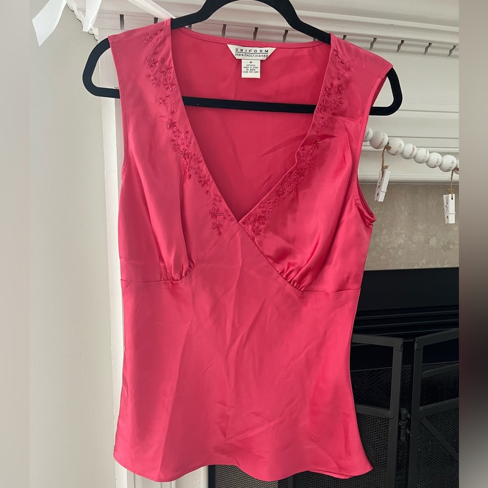 Vintage silk pink top- size M